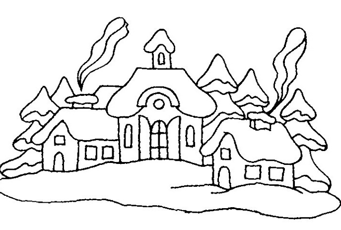 Розмальовка із зимовими будинками