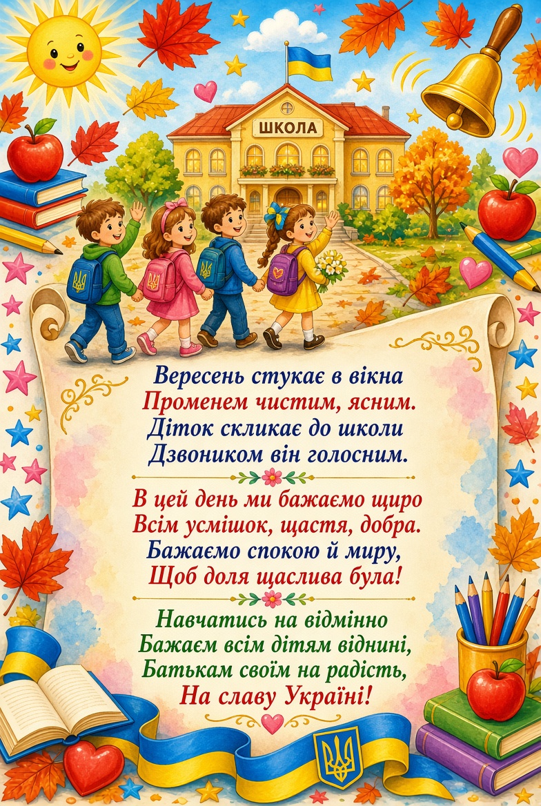 Привітання до 1 вересня. Листівка
