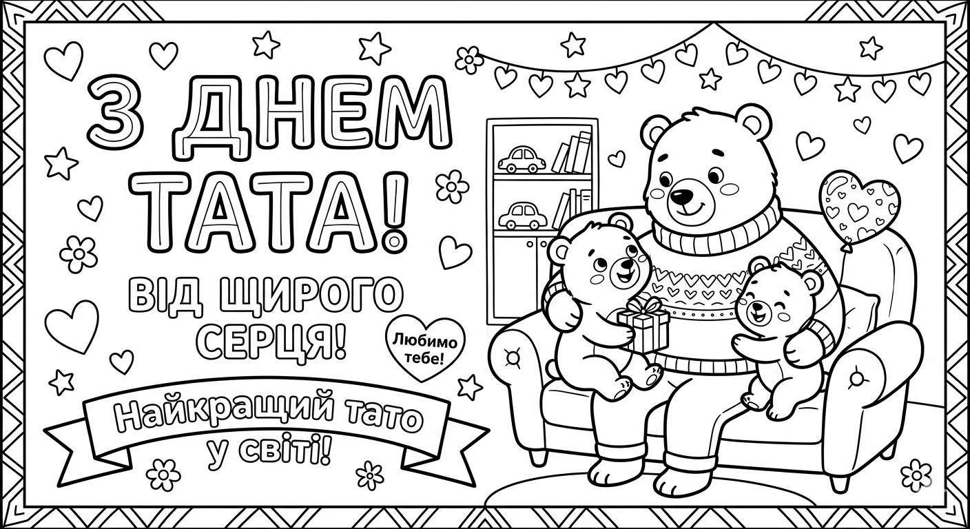 День батька: історія свята, розмальовки для друку та вітання den tata 3