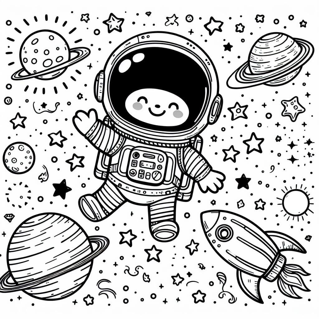 Космос і космонавти. День космонавтики, розмальовка