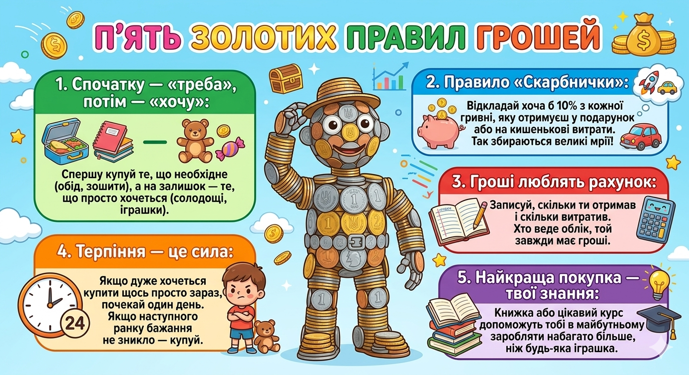 Детальніше про статтю Дітям про гроші, заощадження і накопичення