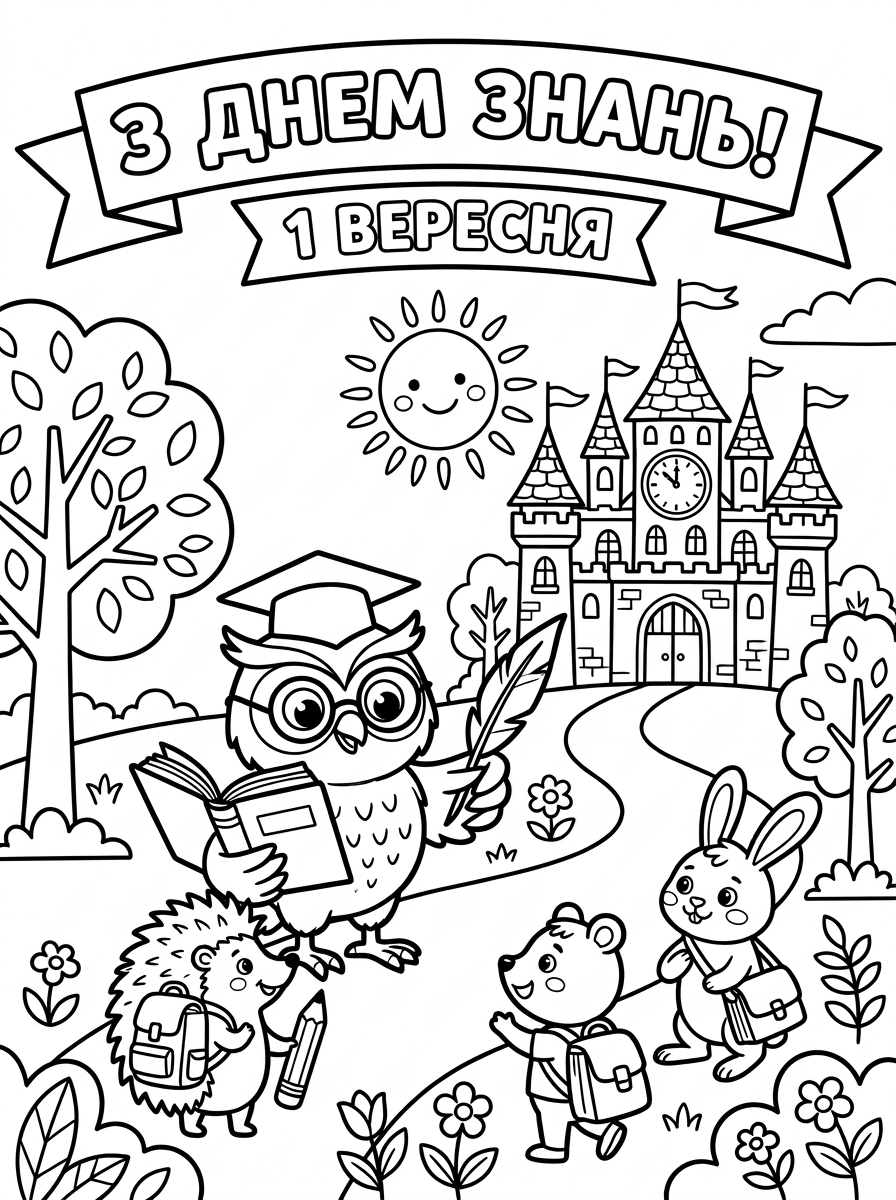 Мудра сова запрошує звірят до школи - 1 вересня
