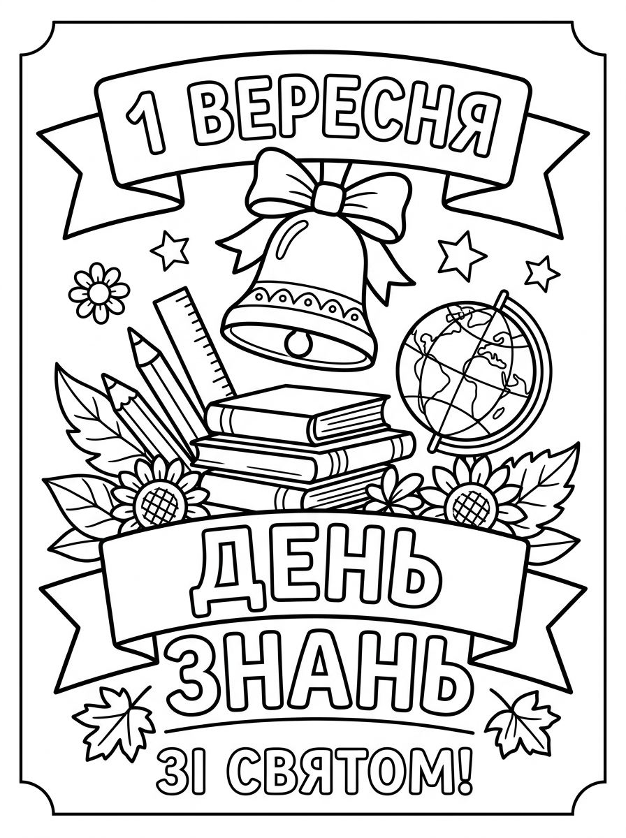 Листівка-розмальовка до Дня знань