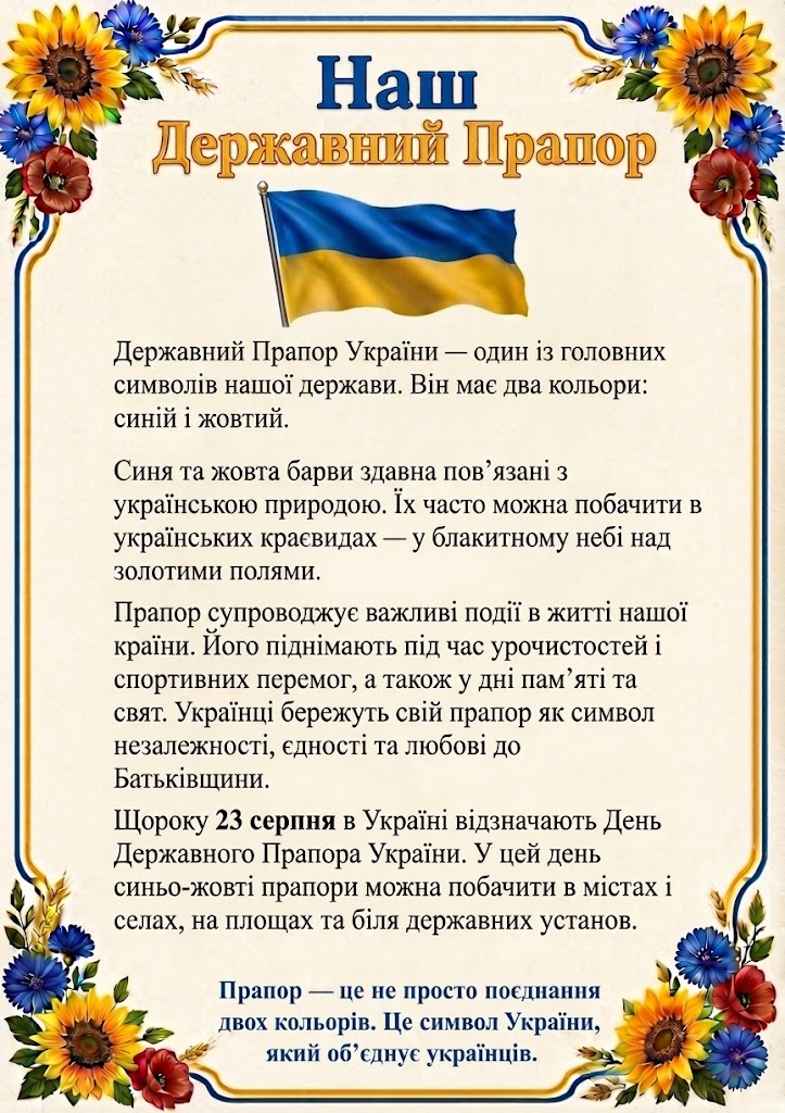 День Державного Прапора України: завдання, текст та розмальовка