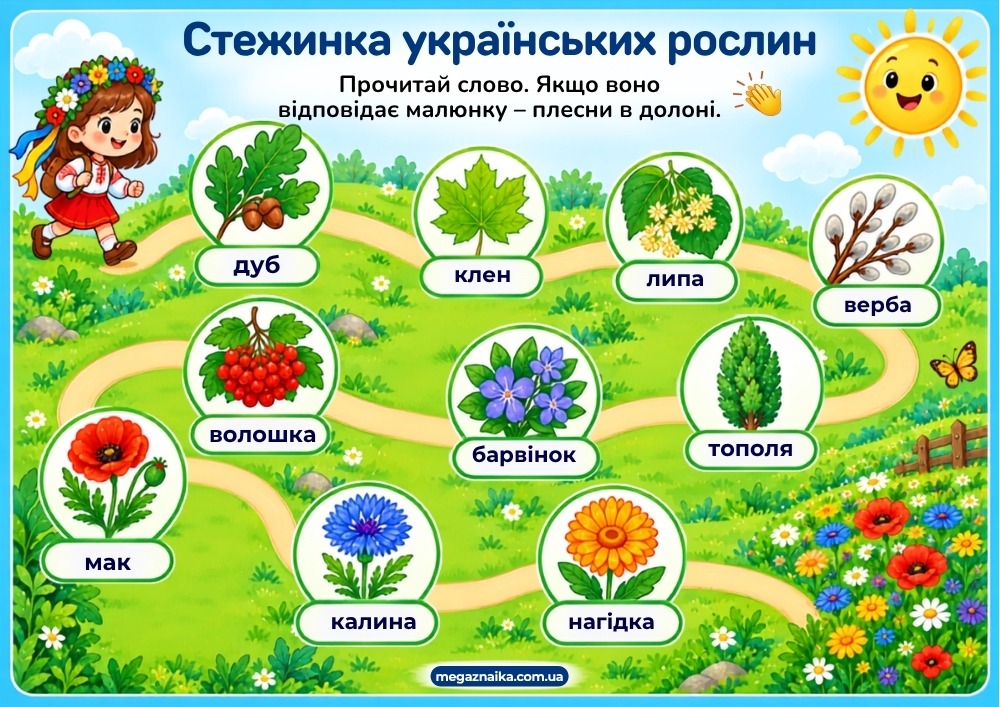 Стежинка українських рослин: читання слів
