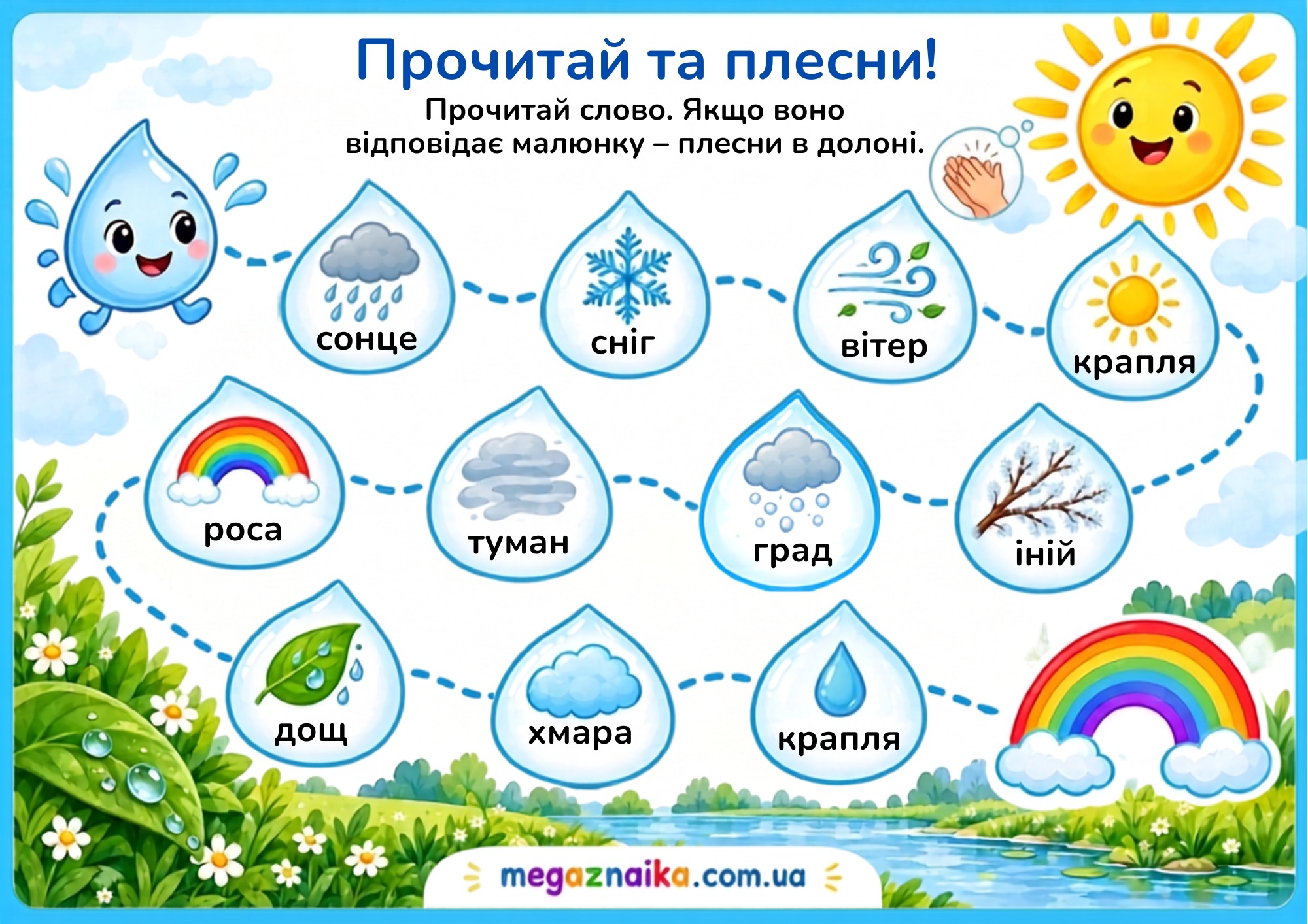 Практичні аркуші для читання та ігрові завдання для дітей: погода